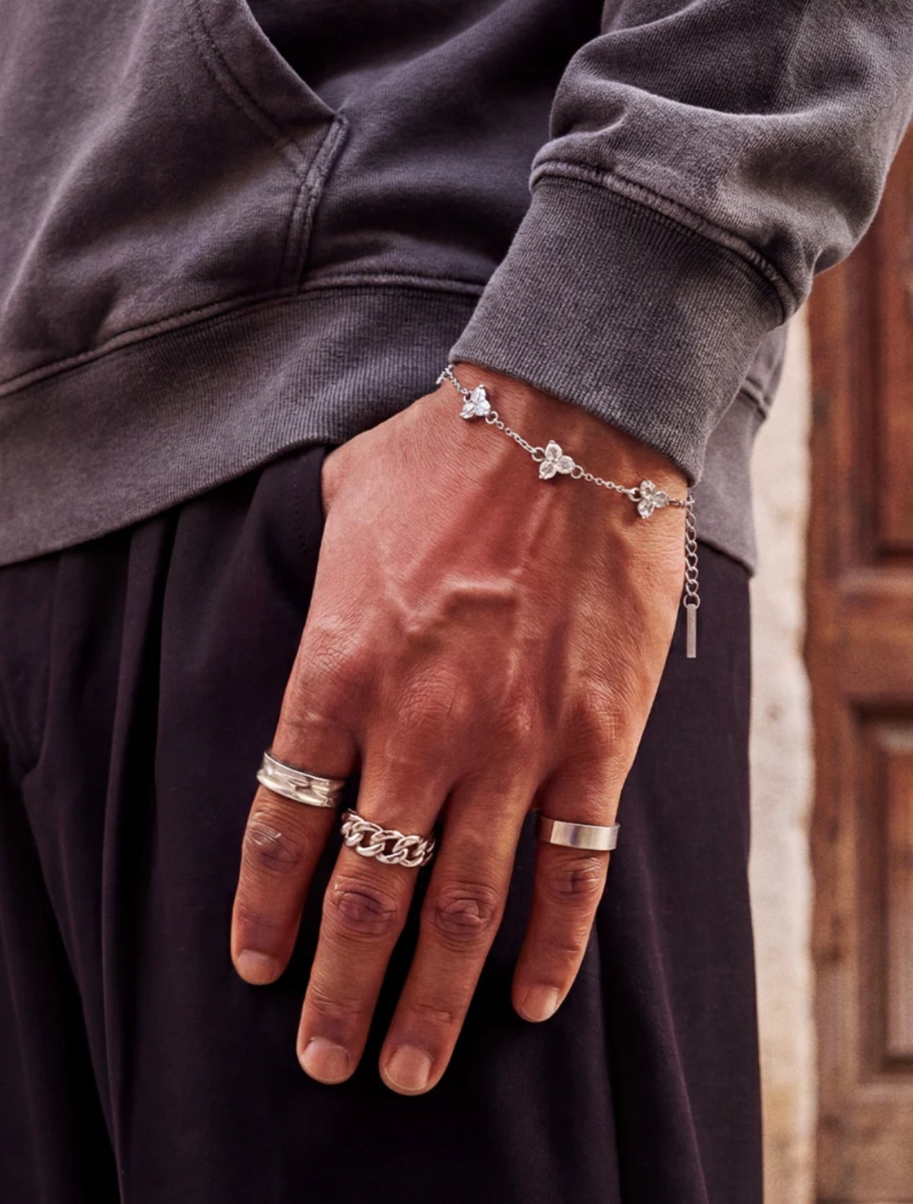CLOVER BRACELET SET | Silver