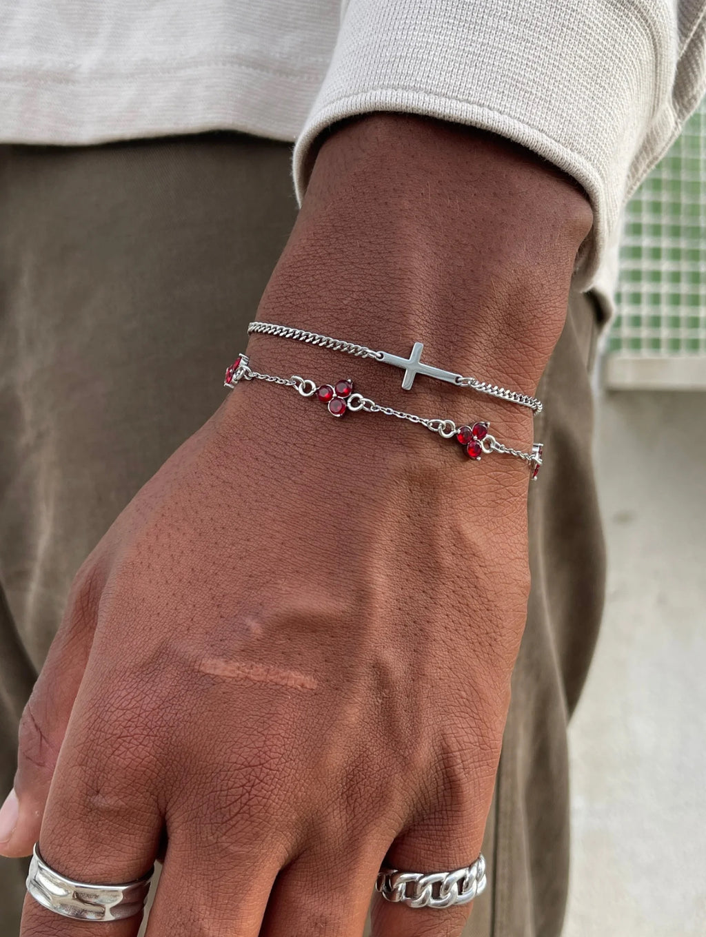 CLOVER BRACELET SET | Silver