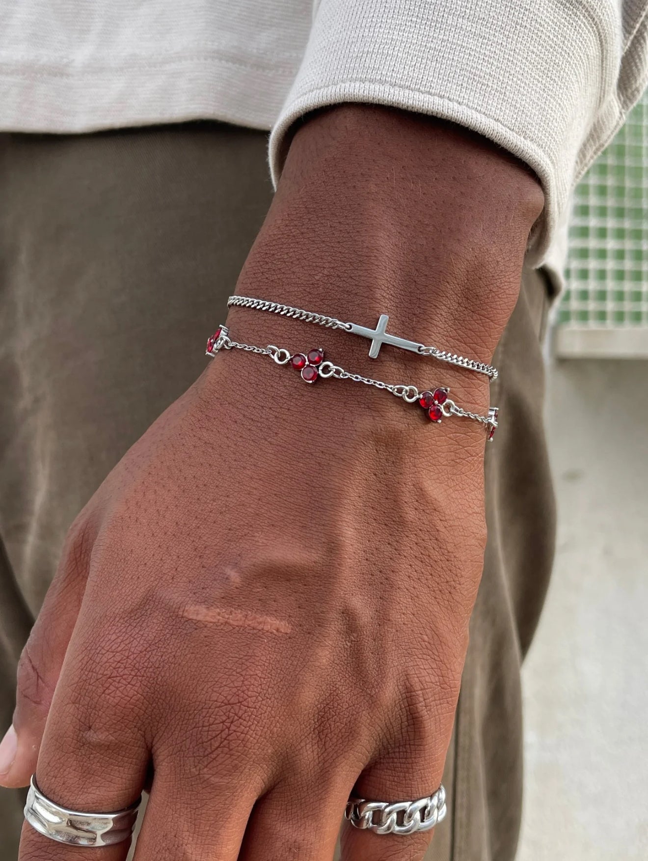 CLOVER BRACELET SET | Silver